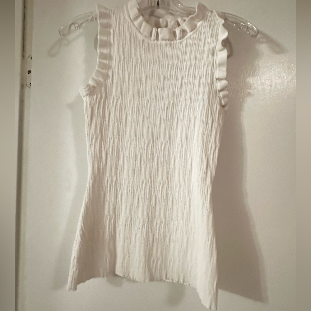 CURRENT AIR White Ruffled Women's Tank Top Small